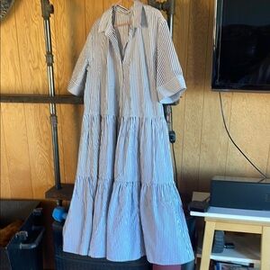 Striped Button-Down Maxi Dress